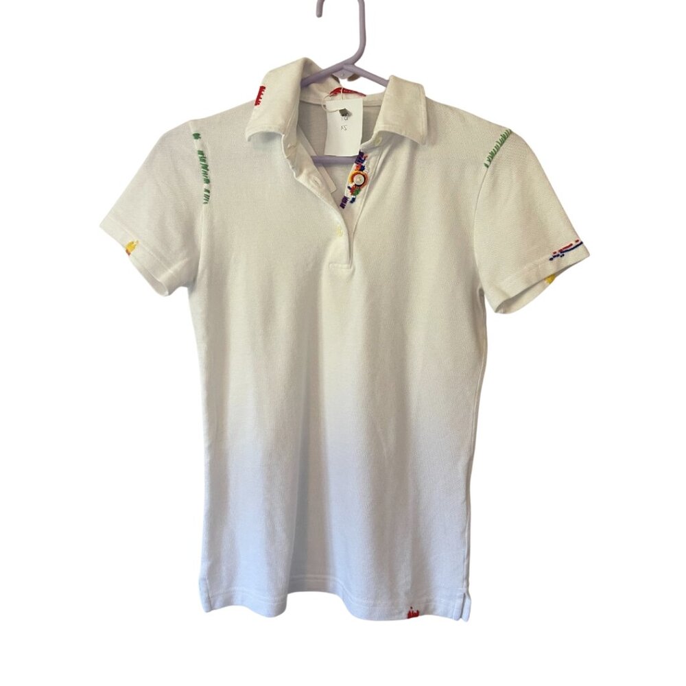 ALTEA Polo Shirt White Embroidered Cotton Size XS NWT